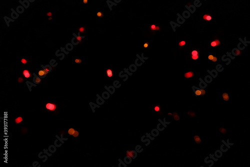 Bokeh of red lights on black background