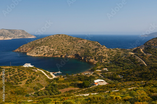 Fototapeta Naklejka Na Ścianę i Meble -  Mpali village and beach on the coast of Fourni island, Greece.