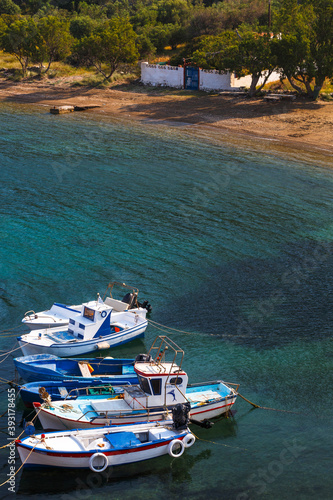 Fototapeta Naklejka Na Ścianę i Meble -  Traditional fishing baots at Mpali beach on the coast of Fourni island