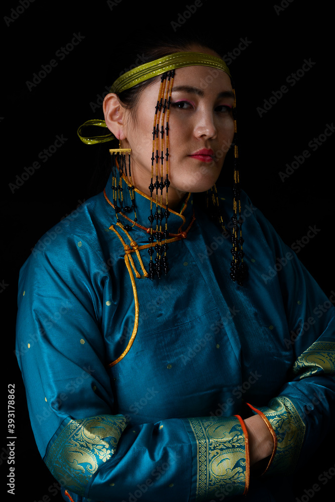 Beautiful Young Mongolian Woman With Traditional Mongolian Clothing ...