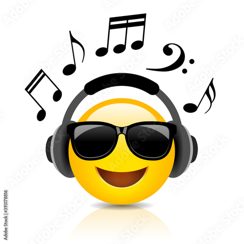 Listening music emoji cartoon