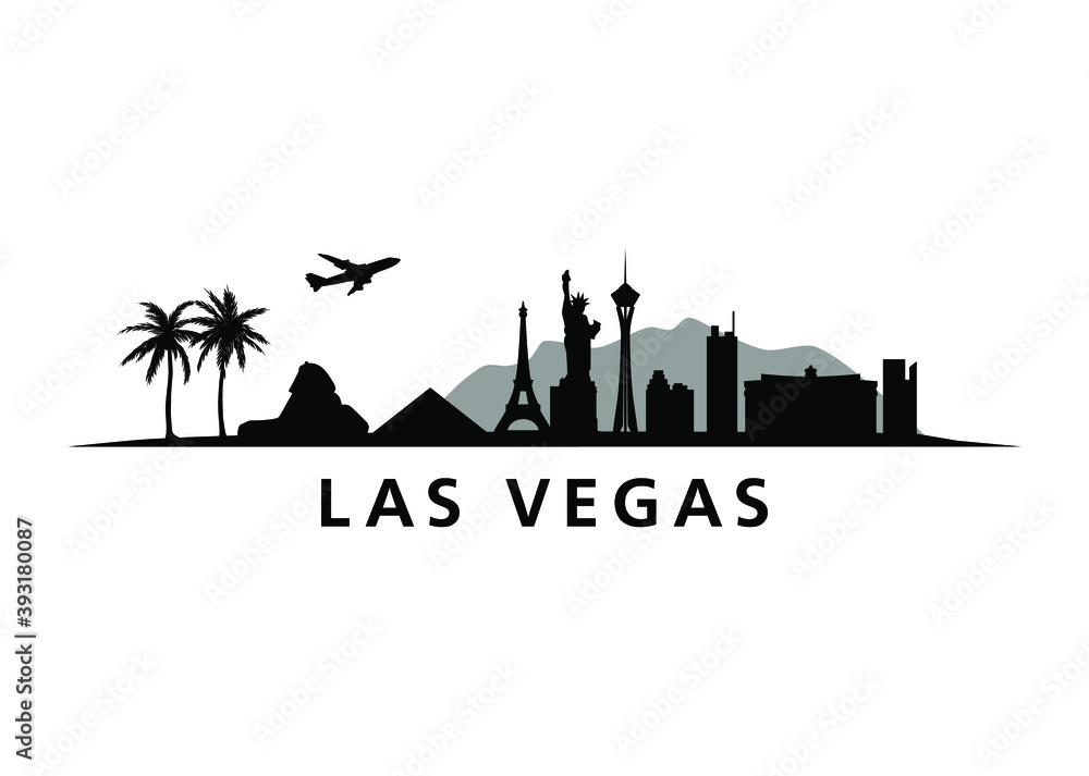 Las Vegas Skyline Landscape Vector Graphic Silhouette