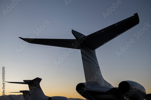 Sticker Tail section of Gulfstream Jets at sunset