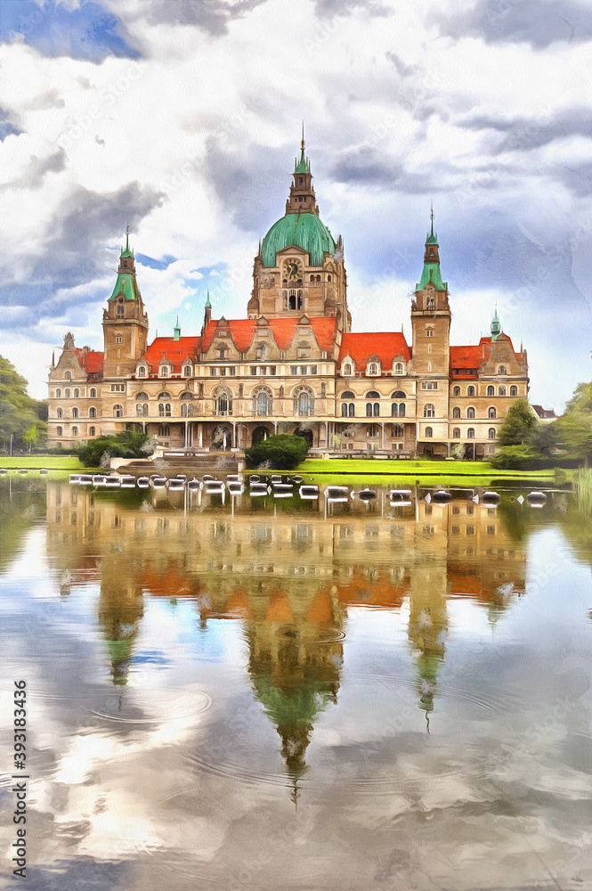 Beautiful palace colorful painting looks like picture Beautiful palace colorful painting looks like picture