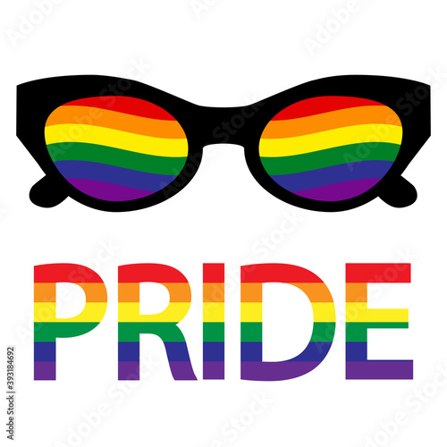 Sunglasses with LGBT transgender flag. Gay Pride. LGBT community. Equality and self-affirmation. Sticker, patch, T-shirt print, logo design. Vector illustration