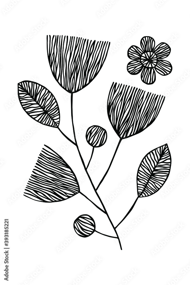 Decorative flowers. Vector stock illustration eps10. Hand drawing.
