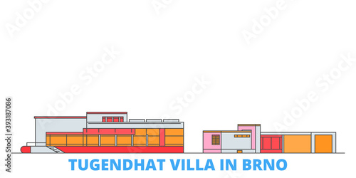 Czech Republic, Brno, Tugendhat Villa cityscape line vector. Travel flat city landmark, oultine illustration, line world icons