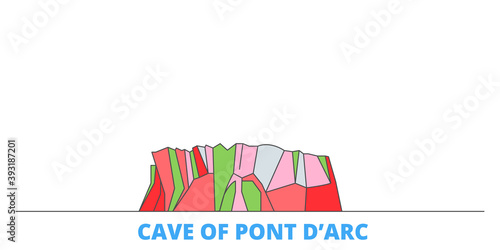 France, Cave Of Pont D?arc cityscape line vector. Travel flat city landmark, oultine illustration, line world icons
