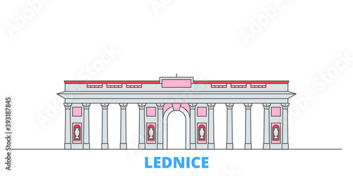 Czech Republic, Lednice cityscape line vector. Travel flat city landmark, oultine illustration, line world icons