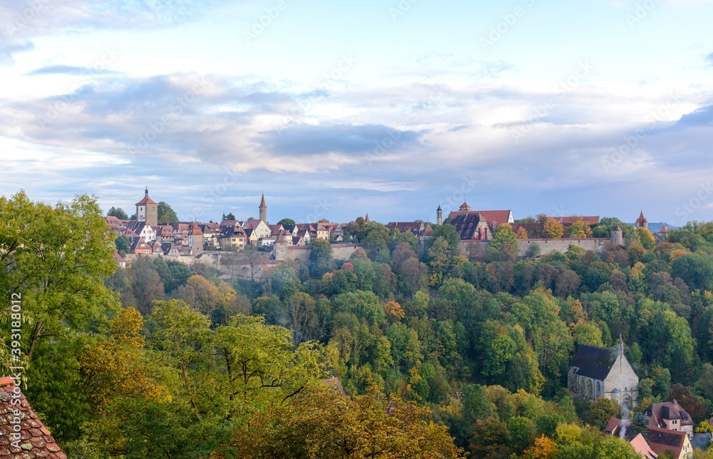 Rothenburg ob der Tauber in autumn. Bavaria, Bayern, Germany.