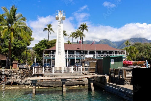 A lighthouse in Lahaina, Maui marks the entrance to the harbour.
