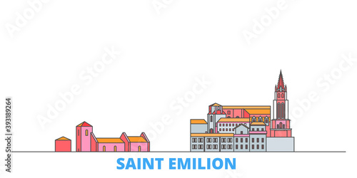 Tableau sur toile France, Saint Emilion cityscape line vector