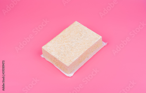 milk cake on a pink background photo