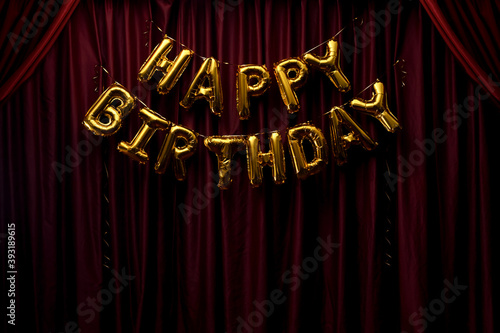 Photography Golden words Happy birthday from balloons