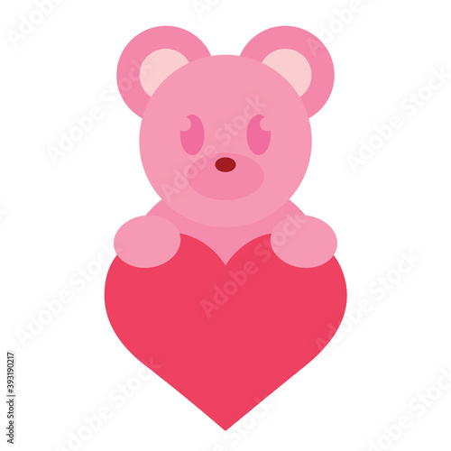 Isolated romantic care bear pink love icon- Vector
