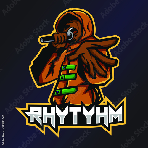 Rhythym Esports Logo. Hip Hop Logo. Esport Team Logo. Streamer Gaming Logo. Gaming Creator House Illustrator. Streamer Emblem. Rap Illustrator. Gaming Mascot. Game Content Symbol.
