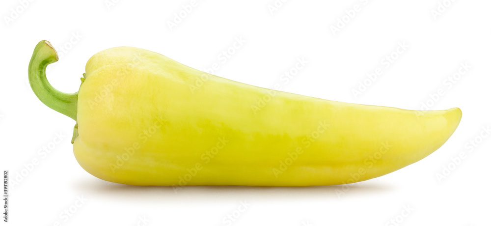 long yellow pepper path isolated on white
