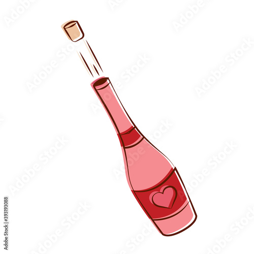 Isolated romantic champagne pink love icon- Vector