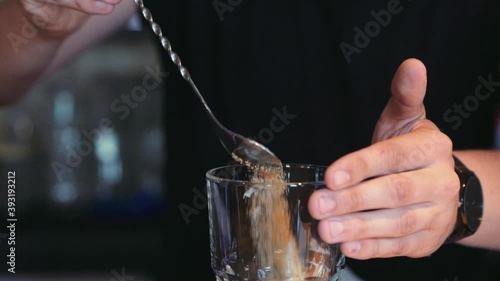 Barman Preparing A Mojito In A Cocktail Bar. photo