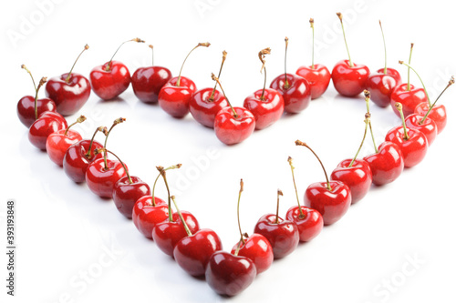 Studio shot of cherries on white background