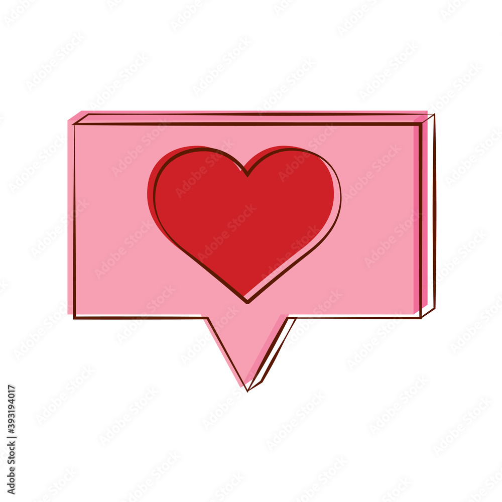 Isolated romantic heart message red love icon- Vector
