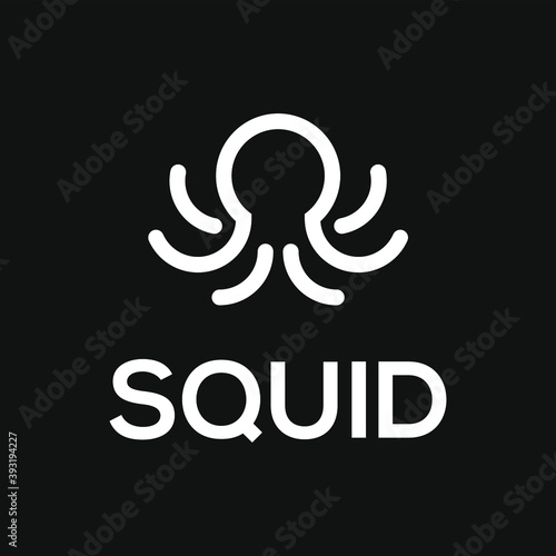 Simple Squid and octopus, Design element for logo, poster, card, banner, emblem, t shirt. Vector illustration