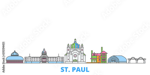 United States, St. Paul cityscape line vector. Travel flat city landmark, oultine illustration, line world icons