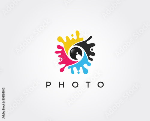 minimal photo logo template - vector illustration