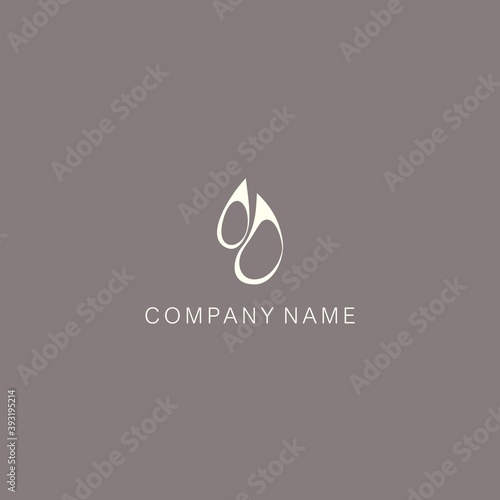 A symbol or logo of a simple  minimalistic  stylized bud or blob shape  consisting of two elements. Made with a thin line.