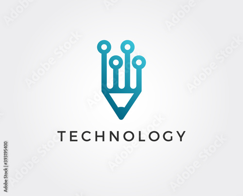 minimal tech logo template - vector illustration