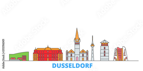 Germany, Dusseldorf cityscape line vector. Travel flat city landmark, oultine illustration, line world icons