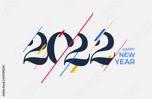 2022 Happy new year design template. Logo Design for calendar, greeting cards or print. Minimalist design trendy backgrounds for branding, banner, cover, card. Vector illustration.