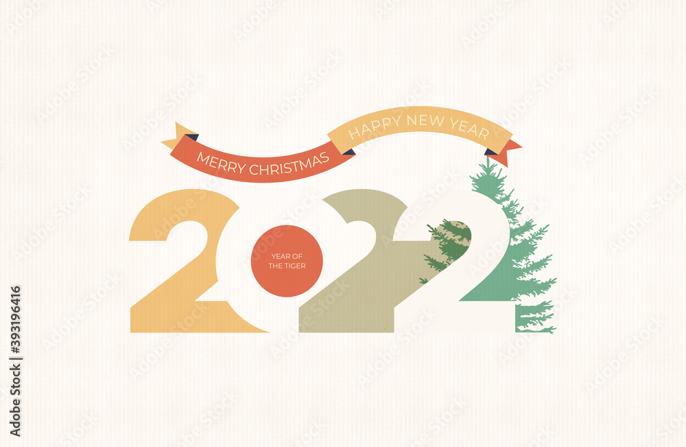 Happy New Year 2022 logo text design. Cover of business diary for 2022 with wishes. Brochure design template, card, banner. Year of the tiger. Vector illustration. Isolated on white background. Happy New Year 2022 logo text design. Cover of business diary for 2022 with wishes. Brochure design template, card, banner. Year of the tiger. Vector illustration. Isolated on white background.