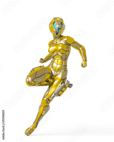 astronaut girl on sci-fi suit in action pose