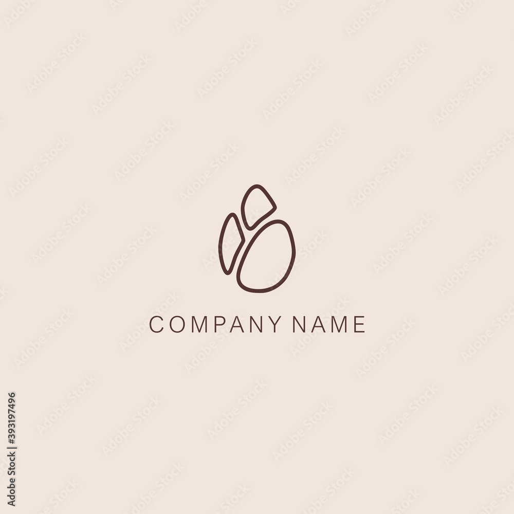 A symbol or logo of a simple, minimalistic, stylized flower bud shape, consisting of three element. Made with a thin line. A symbol or logo of a simple, minimalistic, stylized flower bud shape, consisting of three element. Made with a thin line.