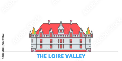 France, The Loire Valley Landmark cityscape line vector. Travel flat city landmark, oultine illustration, line world icons