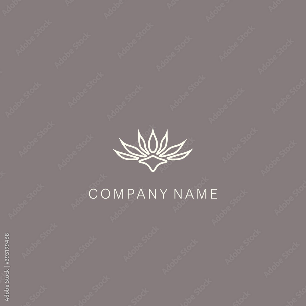 Simple, minimalistic, stylized lotus flower symbol or logo, composed of several elements. Made with a curved contour line. Simple, minimalistic, stylized lotus flower symbol or logo, composed of several elements. Made with a curved contour line.