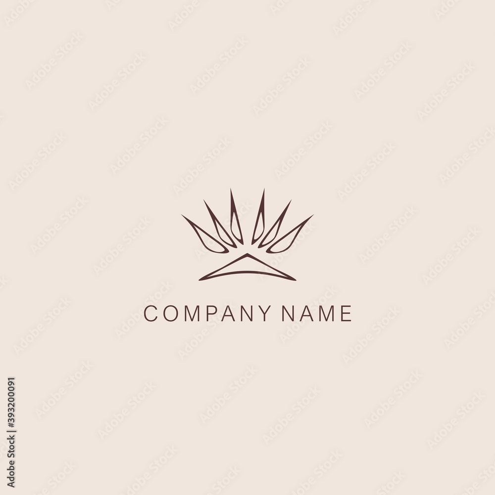 Simple, minimalistic, stylized lotus flower symbol or logo, composed of several elements. Made with a curved contour line.