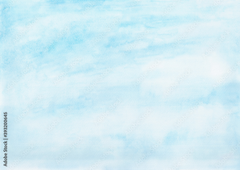 Abstract watercolor hand drawn blue background and texture. Background of splashes, drops and strokes of paint. Decorative design sky for wallpaper, covers, wrapper, fabric and packaging Abstract watercolor hand drawn blue background and texture. Background of splashes, drops and strokes of paint. Decorative design sky for wallpaper, covers, wrapper, fabric and packaging
