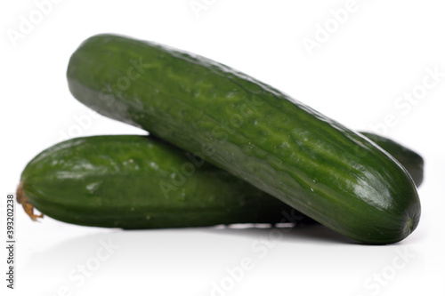 Close up of cucumbers on white background