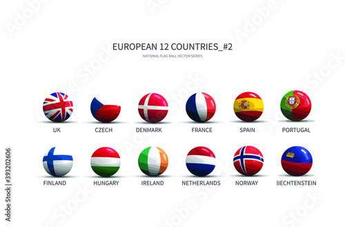 The second series of Flag Ball Vector of European Countries.