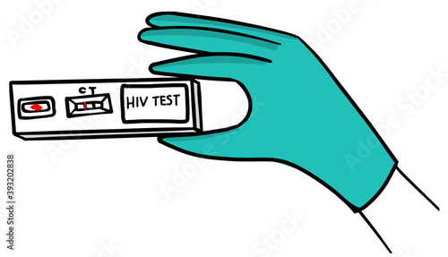 Express test for HIV hand drawing. Vector illustration doodle style