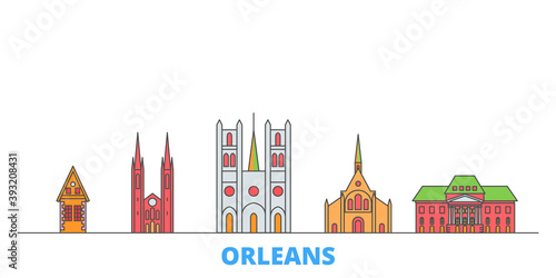 France, Orleans cityscape line vector. Travel flat city landmark, oultine illustration, line world icons