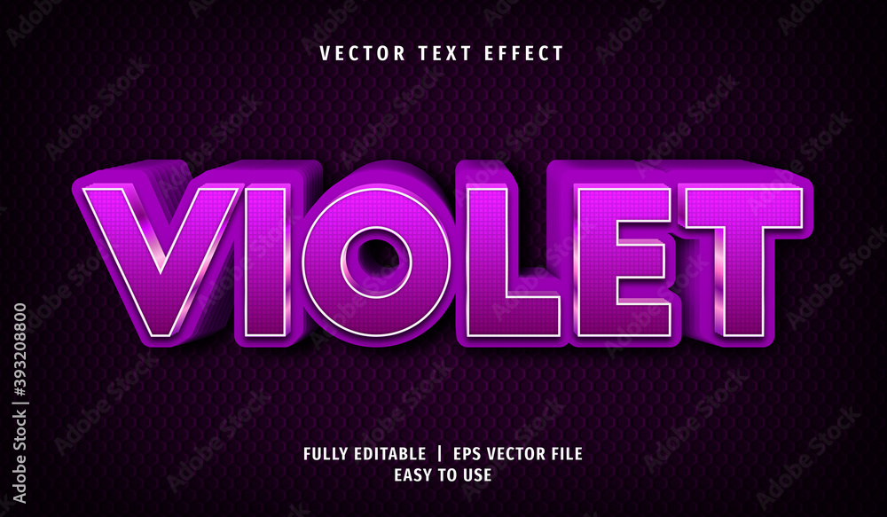 3D Violet Text effect, Editable Text Style