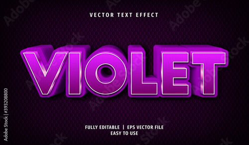 3D Violet Text effect, Editable Text Style