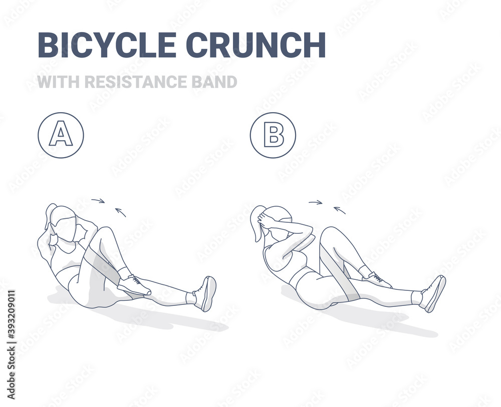 Bicycle crunch with resistance band deals