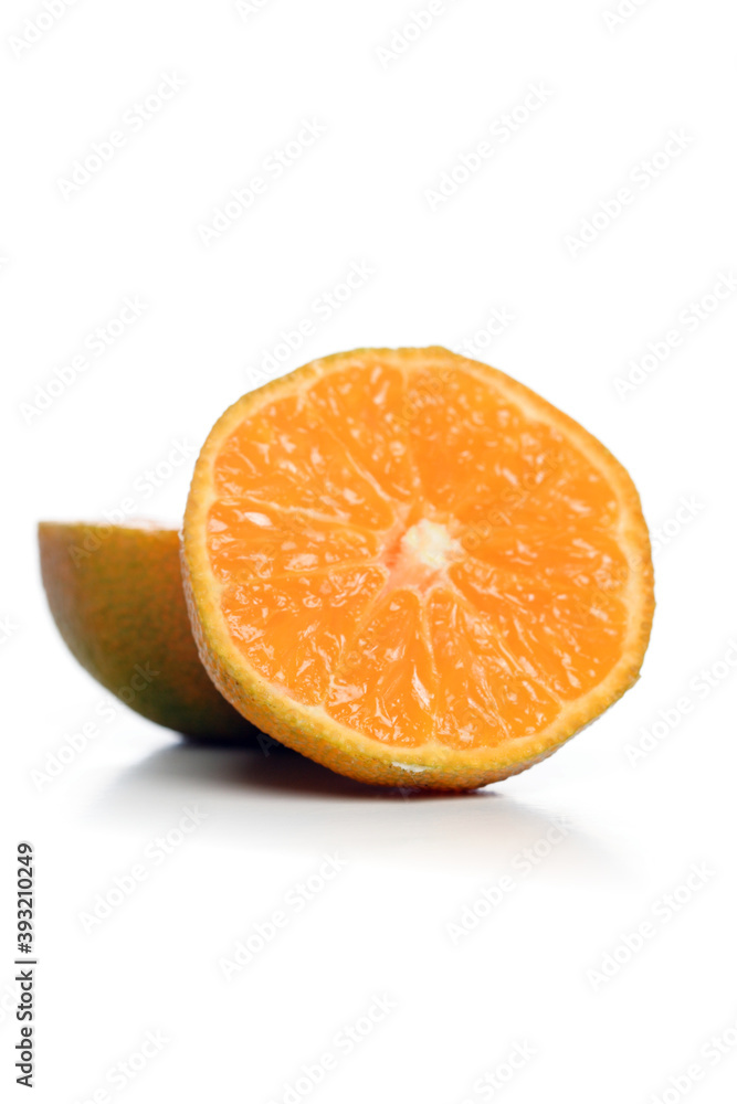 Halved mandarin on white background Halved mandarin on white background