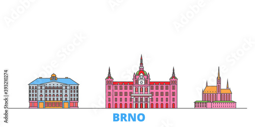Czech Republic, Brno cityscape line vector. Travel flat city landmark, oultine illustration, line world icons