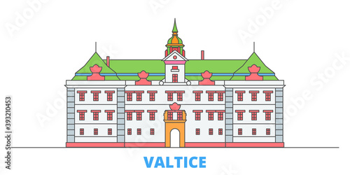 Czech Republic, Valtice cityscape line vector. Travel flat city landmark, oultine illustration, line world icons