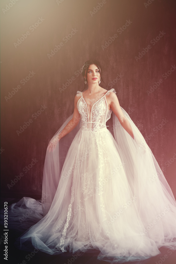 Beautiful brunette bride with fashion wedding hairstyle.Wedding concept Beautiful brunette bride with fashion wedding hairstyle.Wedding concept